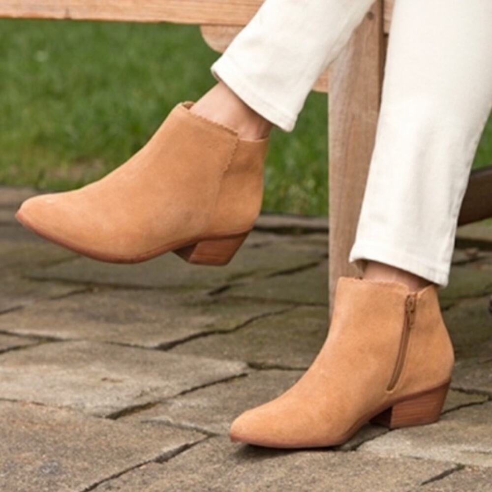 Jack Rogers Bailee Suede Ankle Booties Chestnut Tan Size 8M